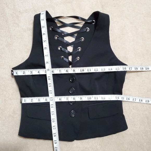 INC International Concepts back lace up corset button vest black 4P 4 petite - Picture 10 of 13